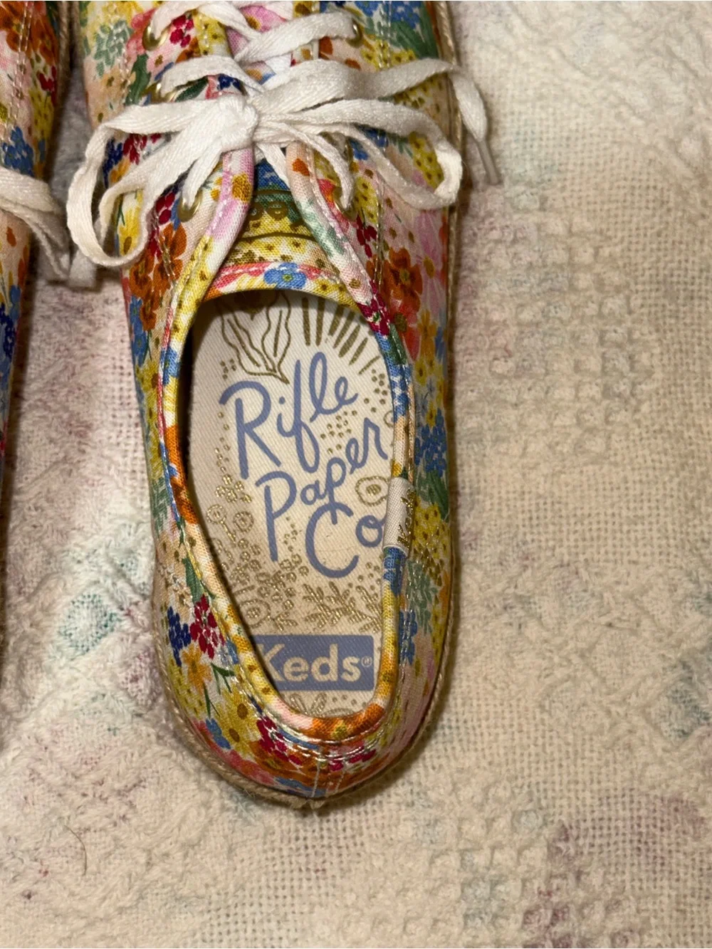 Keds x Rifle Paper Co Womens Floral Canvas Low Top Lace Up Sneakers WF67549 Sz 9